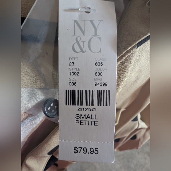 New York & Company Beige Dress with Black Polka Dots - Picture 5 of 9